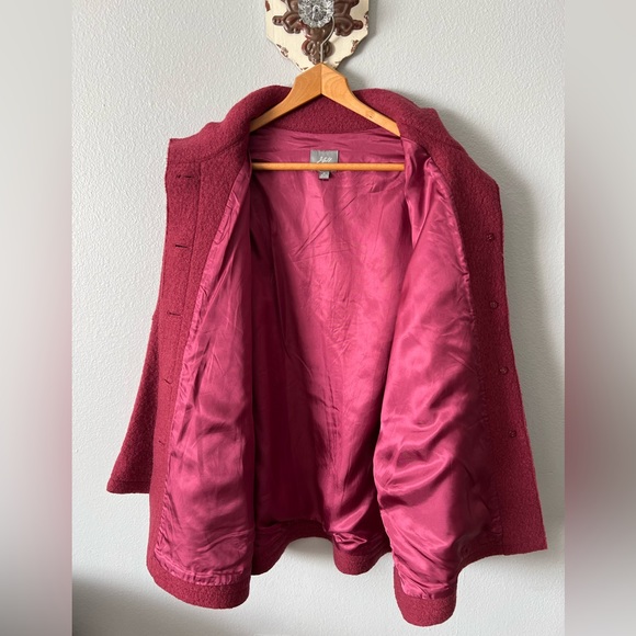 J. Jill 100% Wool Coat Kimono Sleeves Merlot  Button-down Size S Fit To Xl NWOT - Picture 2 of 9